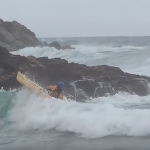 Ocean Action! All types of kayaks out there... Lots of Surf!