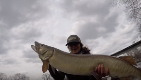 Girl Catches BIG MUSKY alone from KAYAK