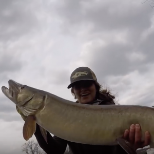 Girl Catches BIG MUSKY alone from KAYAK