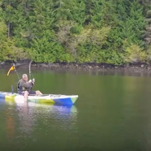 Jim Sammons is in Moutcha Bay, BC heading offshore in search of big halibut and lingcod from his kayak with Nootka Marine Adventures.