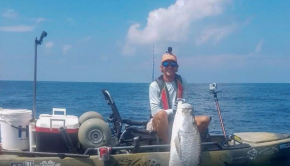 BIG Tarpon caught in a KAYAK- Kayak Fishing beyond the breakers in the Gulf Of Mexico