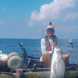 BIG Tarpon caught in a KAYAK- Kayak Fishing beyond the breakers in the Gulf Of Mexico