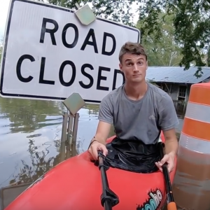Hurricane Florence Flooding in Fayetteville, NC 17SEP2018 Kayaking Over Roads