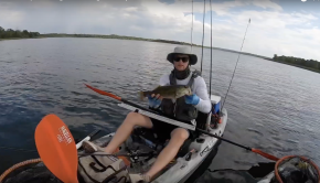 Largemouth bass schooling in the middle of August at Lake Bastrop. Kayak fishing the lake and getting a nice evening bite in the Texas summer heat.