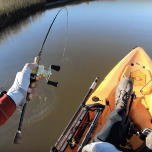 Cold water kayak fishing in the marsh