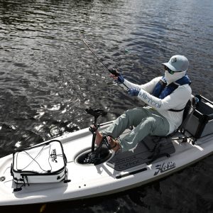 "Relish the power of pedal propulsion, in both forward and reverse. The effortless speed of the MirageDrive 180 with Kick-Up Fins combined with the streamlined, sleek hull of the Lynx make for a truly epic ride. Kick it up a notch, as you swiftly skim across the water's surface, carving turns and leaving the world behind. The Lynx's flat-bottom design provides confidence-inducing stability and ultimate maneuverability. Less is more when it comes down to construction. Lightweight materials meet optimal performance with ACE-TEC Technology that is perfect for a weekend of exploring. Weighing in at only 21KG and equipped with rear loading skid pads, easily throw it on the roof of your car for uncomplicated transport. The best seat in the house, designed for comfort with breathable, mono-mesh, elevated to keep you dry all day. The wide bow creates a smoother ride and ample storage for your gear. Meticulously crafted with molded in tracks and an accessory mount, make it yours with our Sail Kit, Bimini Sunshade and other upgrades.""Relish the power of pedal propulsion, in both forward and reverse. The effortless speed of the MirageDrive 180 with Kick-Up Fins combined with the streamlined, sleek hull of the Lynx make for a truly epic ride. Kick it up a notch, as you swiftly skim across the water's surface, carving turns and leaving the world behind. The Lynx's flat-bottom design provides confidence-inducing stability and ultimate maneuverability. Less is more when it comes down to construction. Lightweight materials meet optimal performance with ACE-TEC Technology that is perfect for a weekend of exploring. Weighing in at only 21KG and equipped with rear loading skid pads, easily throw it on the roof of your car for uncomplicated transport. The best seat in the house, designed for comfort with breathable, mono-mesh, elevated to keep you dry all day. The wide bow creates a smoother ride and ample storage for your gear. Meticulously crafted with molded in tracks and an accessory mount, make it yours with our Sail Kit, Bimini Sunshade and other upgrades."