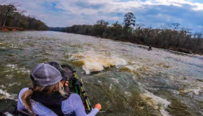 Follow Kristine Fischer and her friend Dylan on a river kayak fishing adventure, running small rapids and catching plenty of bass! Enjoy.